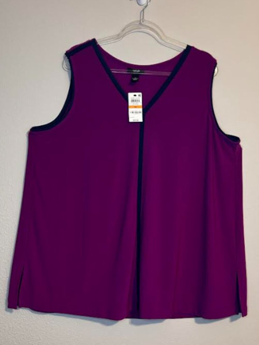 Alfani Woman Berry Bliss Sleeveless Blouse 3X – Magenta V‑Neck Plus Size Top